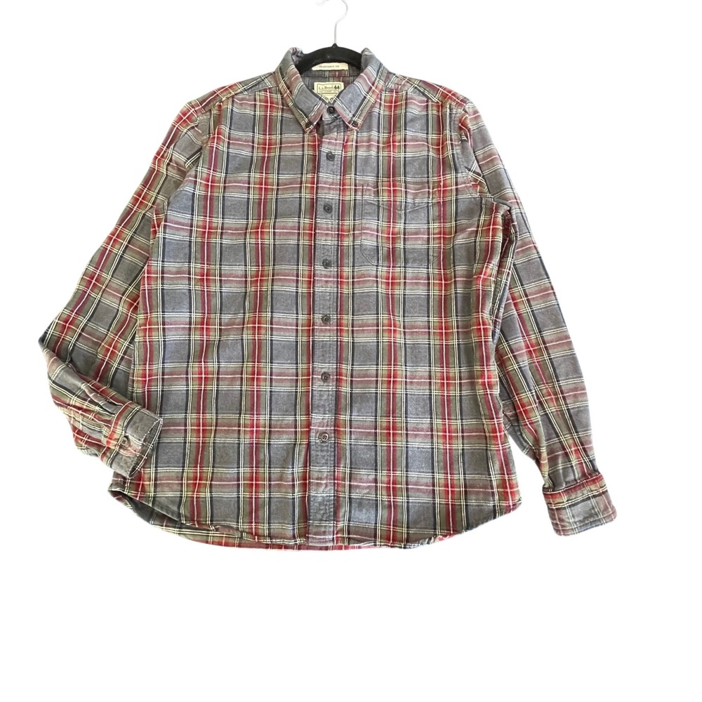 LL Bean Men's Traditional Fit Scotch Plaid Flannel Button Down Shirt‎ M Regular